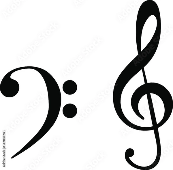 Fototapeta treble clef and notes