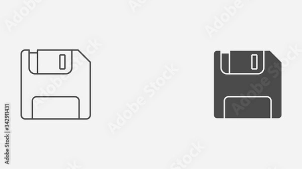 Fototapeta Floppy disk outline and filled vector icon sign symbol