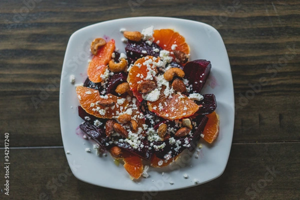 Obraz roasted beet salad with oranges and goat cheese