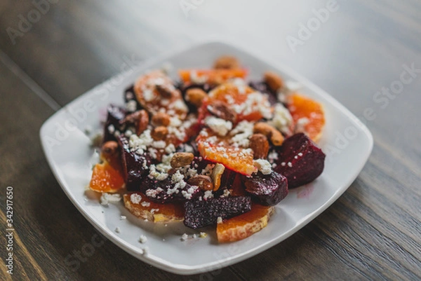 Obraz plate of roasted beet and orange salad