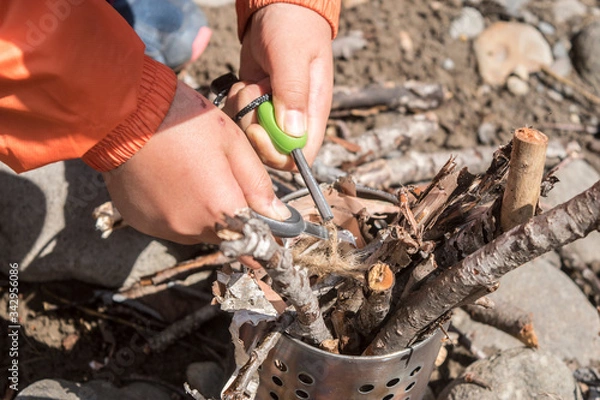 Obraz 焚き火、ブッシュクラフト