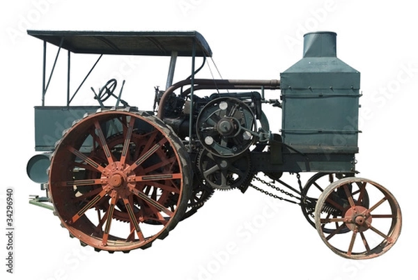 Obraz oil pull tractor ran on kerosene, isolated