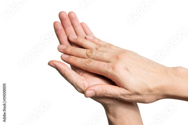 Fototapeta Man using hand sanitizer gel clean for protection coronavirus (covid-19) and germ, health care concept (select focus)