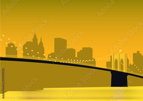 Fototapeta Brooklyn Bridge panorama over East River in New York City