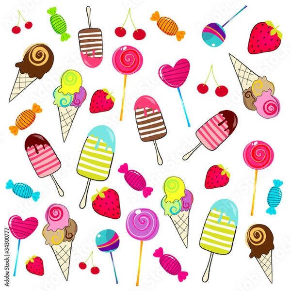 Fototapeta Cute retro candies background