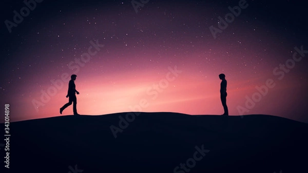 Fototapeta I am walking to you,Romantic gay story,3d rendering