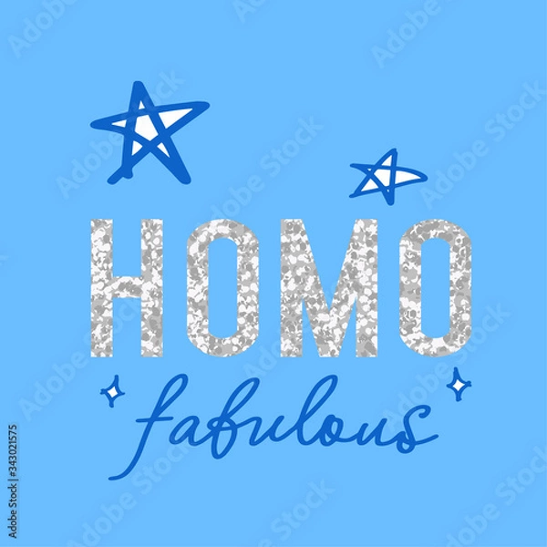 Fototapeta cute fabulous print for kids t shirt or decorations with lettering elements and sparkling stars on blue background, editable vector illustration
