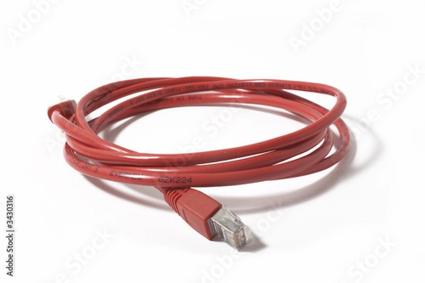 Fototapeta ethernet rj45 patch cable isolated on white backgr