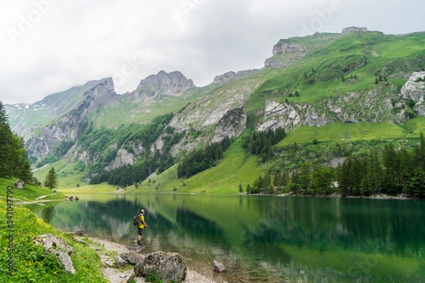 Obraz Mountain lake angler