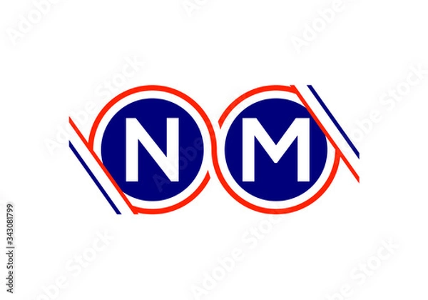 Fototapeta Initial Monogram Letter N M Logo Design Vector Template. NM Letter Logo Design