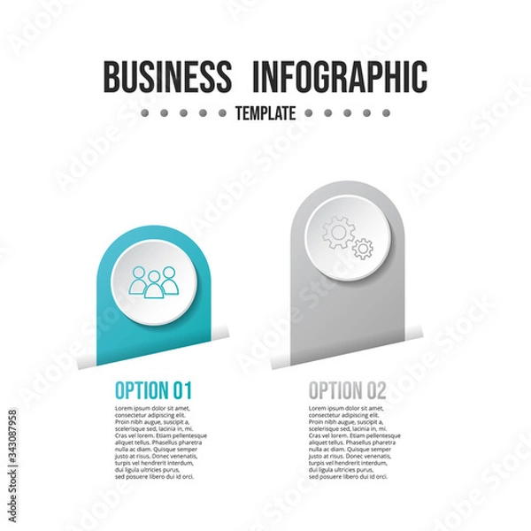 Fototapeta Gray infograph with business icons. Flowchart. Vector