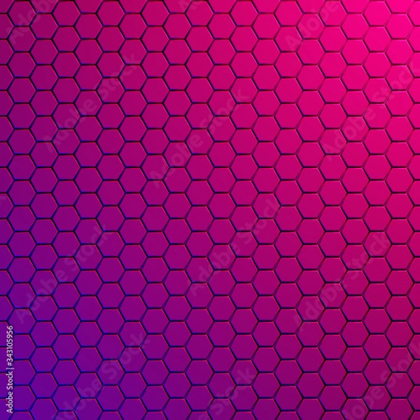 Fototapeta Geometric hexagonal modern background, pink, violet - 3d render