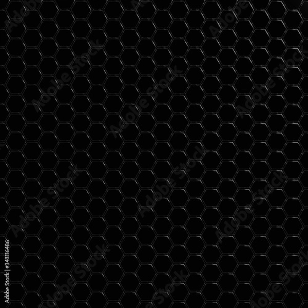 Fototapeta Geometric black carbon hexagonal modern background - 3d render