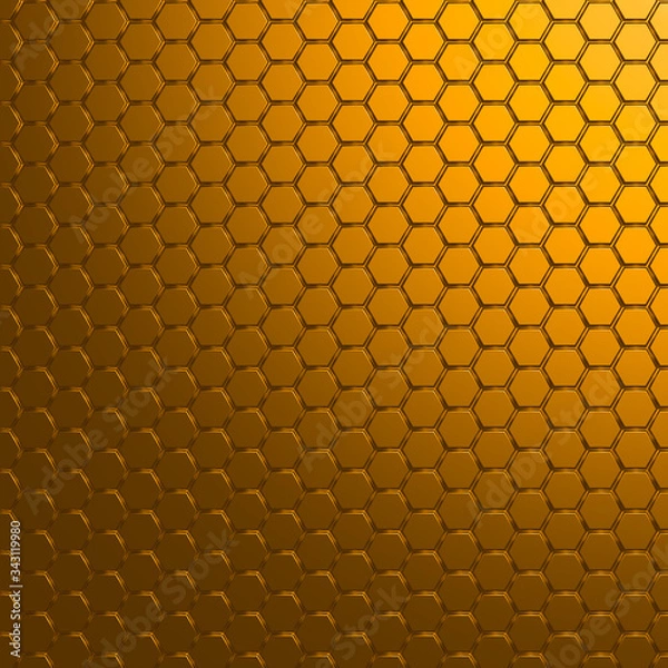 Obraz Geometric hexagonal dark gold metal modern background - 3d render