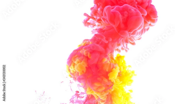 Obraz Color drops in water , abstract color mix , drop of Ink color mix paint falling on water Colorful ink in water,
