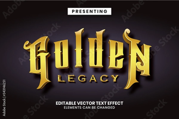 Fototapeta Editable text effect - Golden legacy luxury game style