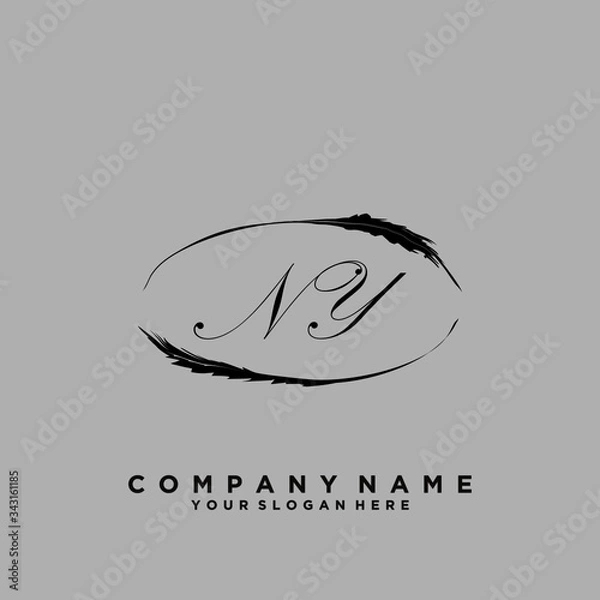 Obraz Initial Letter NY Logo With circle Template Vector
