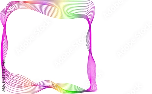 Fototapeta frame for cards and invitations from multi-colored curved lines with a place for your text