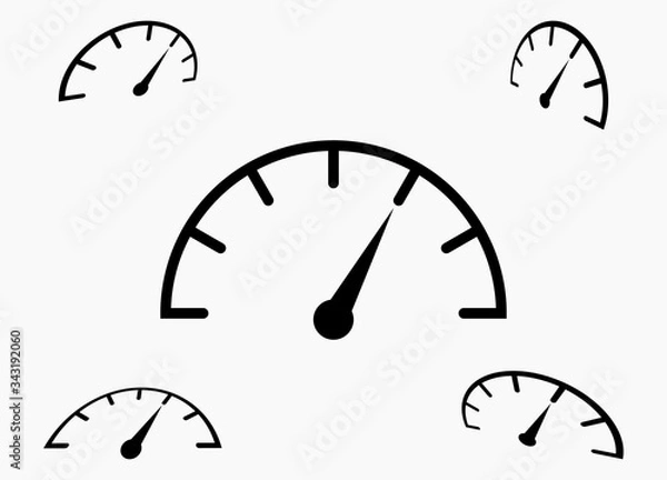 Obraz Vector illustration of speedometer icon on light background.