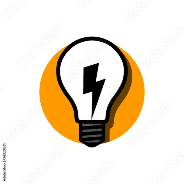 Fototapeta Light bulb with lightning symbol icon isolated on white background
