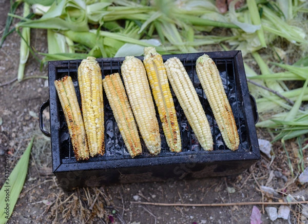 Fototapeta cooking barbecue corn