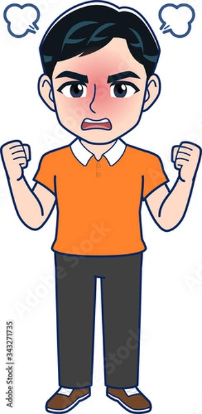 Fototapeta オレンジのシャツを着た男性