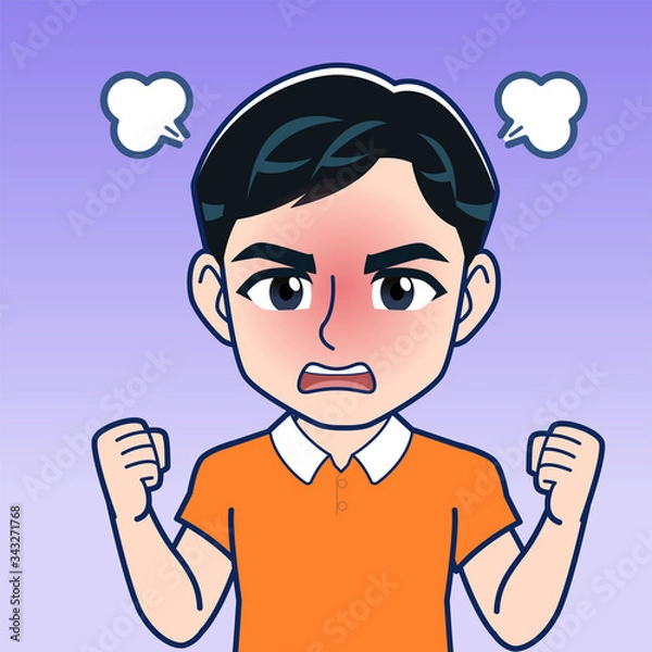 Fototapeta オレンジのシャツを着た男性