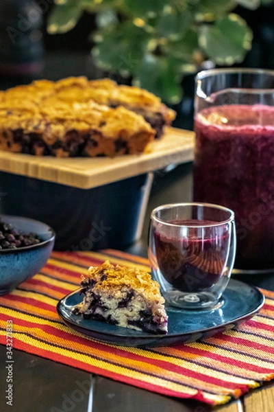Obraz Homemade rustic blueberry buckle cake
