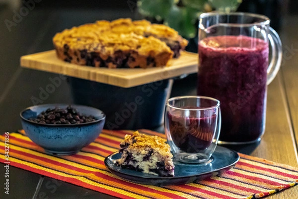Obraz Homemade rustic blueberry buckle cake
