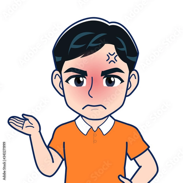 Fototapeta オレンジのシャツを着た男性