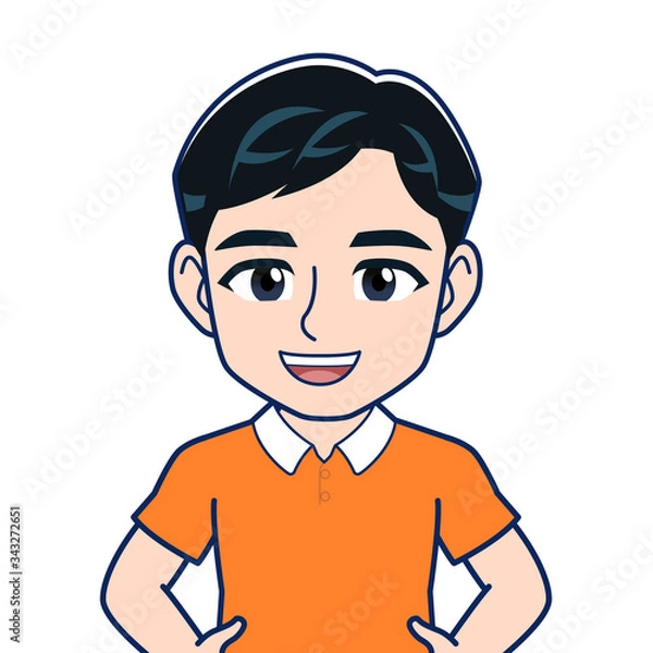 Fototapeta オレンジのシャツを着た男性