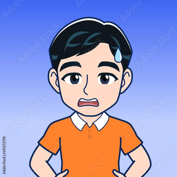 Fototapeta オレンジのシャツを着た男性