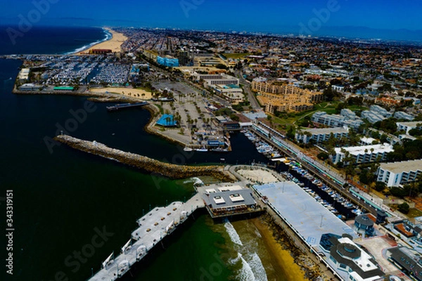 Obraz Redondo Beach Los Angeles County California Coast empty quarantine lockdown pandemic beach