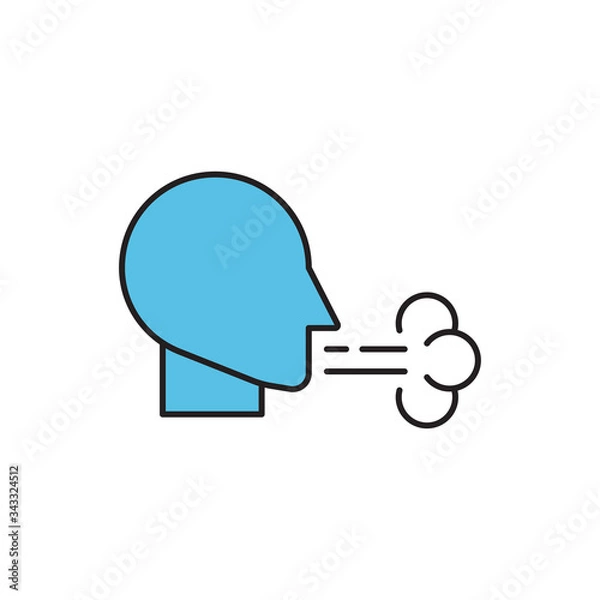 Fototapeta Human cough vector icon symbol sick isolated on white background