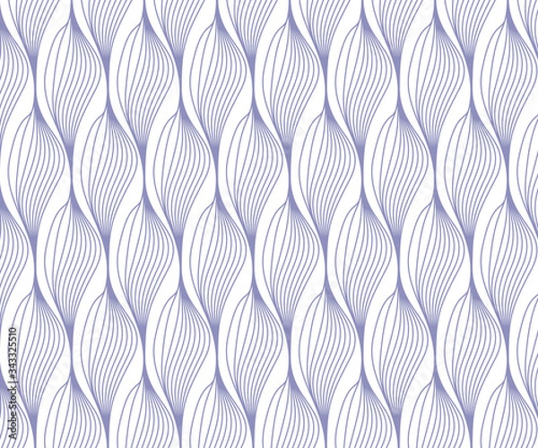 Fototapeta Linear vector pattern, repeating petals, violet line 