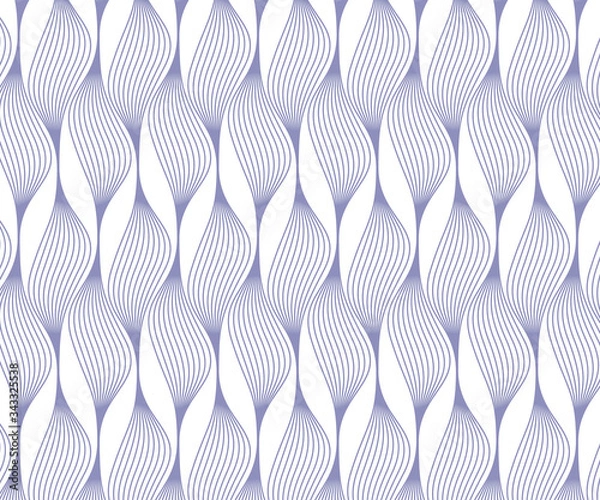 Fototapeta Linear vector pattern, repeating petals, violet line 