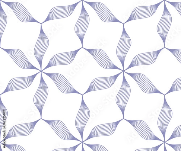 Fototapeta Linear vector pattern, repeating petals, violet line 
