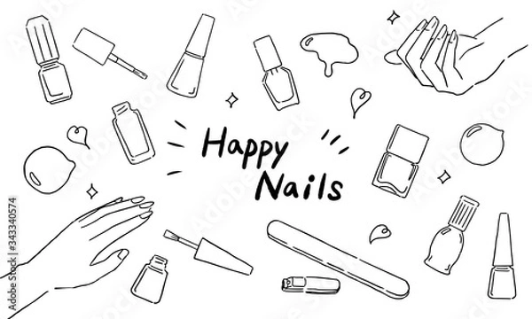 Obraz かわいいネイルアイテムのイラスト