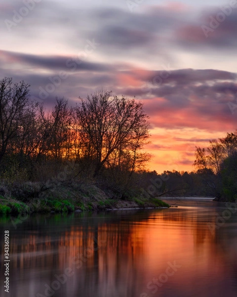 Obraz Epic sunrise over the river Gauja during late spring
