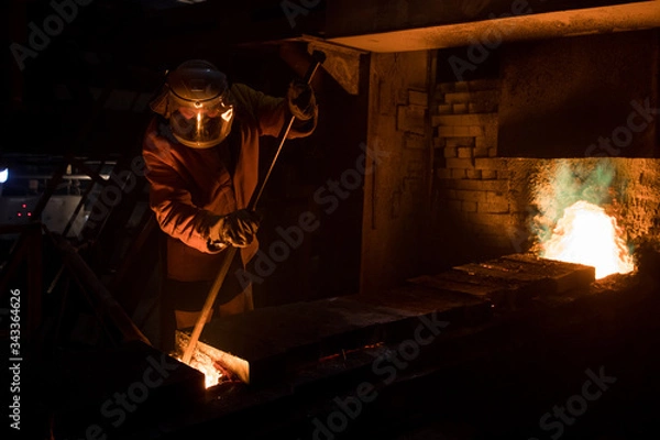 Obraz Copper smelting at a metallurgical plant