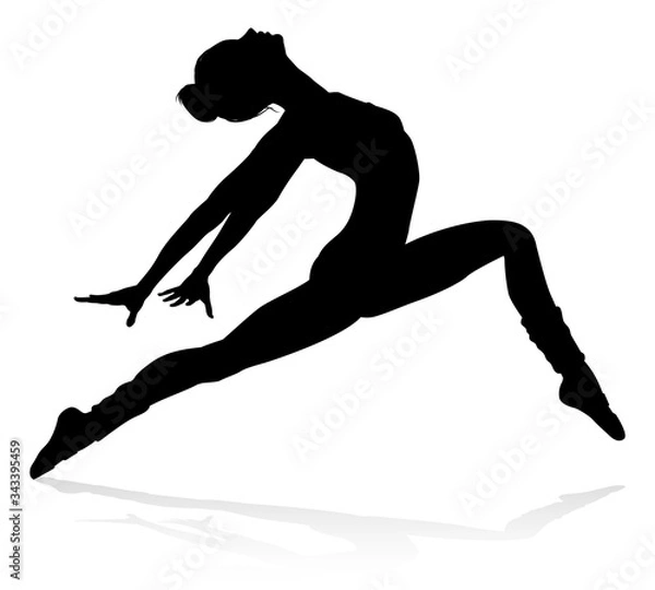 Obraz Ballet dancer woman in silhouette dancing in posed position
