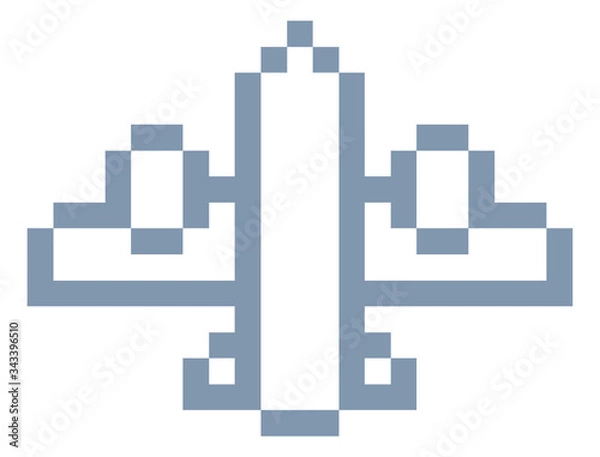 Fototapeta Plane, airplane or aeroplane icon in a pixel 8 bit video game art style