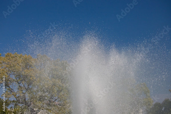 Fototapeta 高速シャッターで撮った公園の噴水の水模様