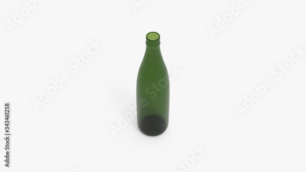 Fototapeta Green soda bottles. Beer bottles. Isolated on white. Clipping path. 3D Rendering.