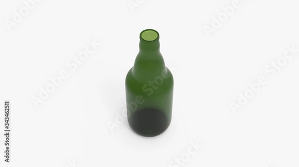 Fototapeta Green soda bottles. Beer bottles. Isolated on white. Clipping path. 3D Rendering.