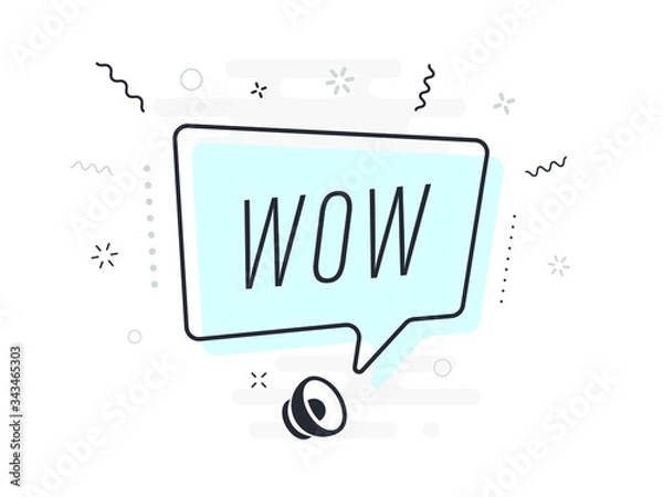 Fototapeta wow, tag design template, discount speech bubble banner, app icon, vector illustration