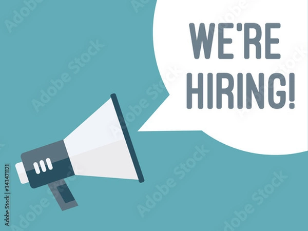 Obraz Bubble chat with we're hiring speech