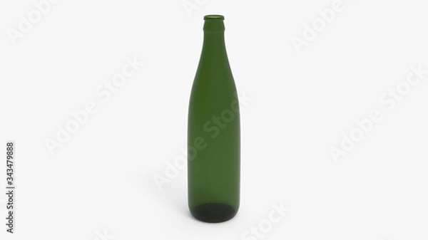 Fototapeta Green soda bottles. Beer bottles. Isolated on white. Clipping path. 3D Rendering.