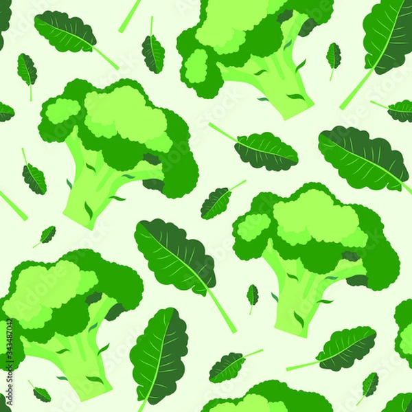 Obraz Broccoli pattern. Bright green food seamless pattern.