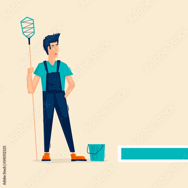 Fototapeta Pool cleaner. Flat style vector illustration.